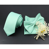 Riolio  Solid Color Tie Set For Men Sage Green Pink Flower Pin Necktie Hanky Cufflinks Brooch Set Groom Suit Wedding Shirt Accessory