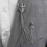 Riolio  New Men Women Shirt Collar Tassel Chain Lapel Pin Brooch Dragon Eagle Deer Head Wings Badge Retro Unisex Jewelry Accessories