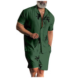 Riolio 1 set Summer Hawaii Trend Print Sets Men Hawaii Shorts Shirt Clothing Set Casual Palm Tree Floral Shirt Beach Short Sleeve Suit