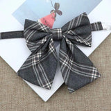 Riolio  Hot Women Girls Silk Cotton Bowties Fashion Cute College Style Striped Plaid Ladies School Girl Student Uniform Butterfly Knot