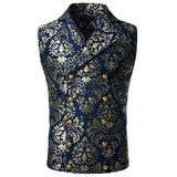 Riolio Men's Luxury Brocade Paisley Floral Double-Breasted Suit Vest Victorian Gothic Steampunk Waistcoat Men Chalecos Para Hombre 2XL