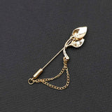 Riolio  Men's Golden Black Luxury Brooches Various Leaf Ginkgo Fower Pin Chic Fashion Men Suit Shawl Collar Lapel Pins Daily Accessory
