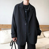 Riolio  British-style Blazers Men Leisure Trendy Loose Suit Jackets Male Retro Daily Ins Streetwear All-match Simple Korean Suit-tops