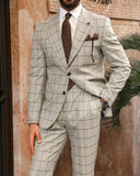 Riolio  Men Suits Sets Slim Fit Check Costume Homme Tailor-Made 2 Pieces Coat Pants Prom Tuxedos Formal Peak Lapel