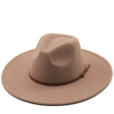 Riolio  9.5 cm Big Brim Jazz Fedora Hats for  Women Men Vintage Party Church Top Hat Panama Felt Cap Outdoor Sun Hat