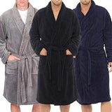 Riolio Mens Bathrobe Man Winter Warm Casual Flannel Robe Sleepwear Long Sleeve Plush Shawl Male Bath Robe Lounge Nightgown Home Clothes