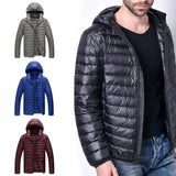 Riolio Lightweight Puffer Down Jacket Men Feather Hooded Coat Ultralight Coat Padded Down Jackets Spring Winter Plus Size 5XL 6XL