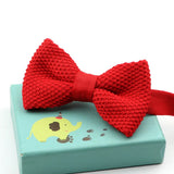 Riolio  Fashion Single Deck Children Solid Color Bowknot Lovely Knit Bowtie Adjustable  Neckwear Designer Knitting Kid Butterfly Bow Tie
