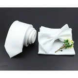 Riolio  Solid Color Tie Set For Men Sage Green Pink Flower Pin Necktie Hanky Cufflinks Brooch Set Groom Suit Wedding Shirt Accessory