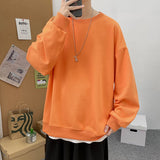 Riolio Simple Design Round Neck Sweatshirt Men Oversized Loose Streetwear Pullover Mens Hoodies Black Beige Pink