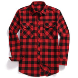 Riolio New Men Casual Plaid Flannel Shirt Long-Sleeved Chest Two Pocket Design Fashion Printed-Button (USA SIZE S M L XL 2XL)