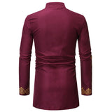 Riolio Luxury Metallic Gold Print Shirt Men African Clothes Brand Slim Fit Long Sleeve Mens Dress Shirts Streetwear African Shirt