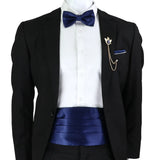 Riolio  New Fashion Mens Cummerbund Bow Tie Brooch Set Black Red Blue   Waist Seal For Formal Tuxedo Business Suit Dinner Accessories
