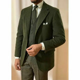 Riolio  Homme Vintage Men Tailor-Made 3 Pieces Tuxedos Woolen Peaked Laple New Blazer Wedding Party Groomsmen 3Pcs