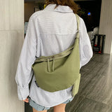 Riolio  female large capacity bag Korean version of foreign canvas shoulder bag fashion casual slung chest bag jiaozi bag