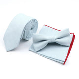 Riolio  Winter Men's Designer Solid Color Linen Cotton Necktie Pocket Square Bowtie Set Skinny Red Brown Green Blue For Men Wedding Tie