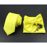 Riolio  Solid Color Tie Set For Men Sage Green Pink Flower Pin Necktie Hanky Cufflinks Brooch Set Groom Suit Wedding Shirt Accessory