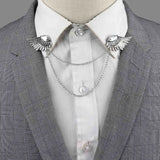 Riolio  New Men Women Shirt Collar Tassel Chain Lapel Pin Brooch Dragon Eagle Deer Head Wings Badge Retro Unisex Jewelry Accessories