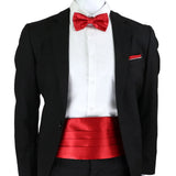 Riolio  New Fashion Mens Cummerbund Bow Tie Brooch Set Black Red Blue   Waist Seal For Formal Tuxedo Business Suit Dinner Accessories