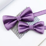 Riolio  Colorful Solid Color Parent-Child Bowtie Set Classic Polyester Butterfly Satin For Father Son Party Dinner Wedding Accessory