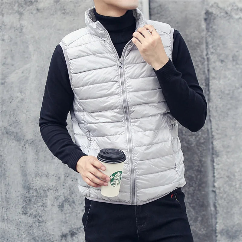 Mens Jacket Winter Coat for Men Men's Workwear Solid Vest Coat Stand Collar  Sleeveless Hoodless Jacket Tank Tops Flannel Jackets for Men Clearance on  Sales Gray,L 