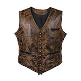 Riolio Men's Steampunk Cosplay Costume Vest Jacket New Rivet Button Faux Leather Cowboy Waist Coat Chalecos Para Hombre