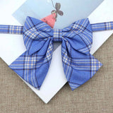 Riolio  Hot Women Girls Silk Cotton Bowties Fashion Cute College Style Striped Plaid Ladies School Girl Student Uniform Butterfly Knot