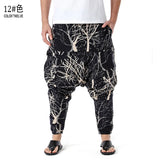 Riolio Men's African Print Harem Baggy Genie Boho Pants Casual Cotton Yoga Drop Crotch Joggers Sweatpants Hip Hop Traditional Trousers