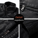 Riolio Men Autumn New Causal Vintage Leather Jacket Coat Men Spring Fashion Design Motor Biker Pocket PU Leather Jacket Men 4XL-M