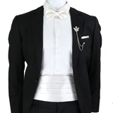 Riolio  New Fashion Mens Cummerbund Bow Tie Brooch Set Black Red Blue   Waist Seal For Formal Tuxedo Business Suit Dinner Accessories