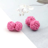 Riolio  Colorful Double Rope Ball Knot Cufflinks Novelty Solid Colors Braided Handmade Elastic Upscale Men's Classic Cuff Links For Men