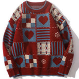 Riolio Y2k Vintage Sweater Men Hip Hop Streetwear Harajuku Retro Japanese Style Love Oversized Women Knitted Sweater Wool Pullover