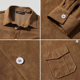 Riolio Casual Men's Mid-length Suede Loose Shirts Tops Autumn Hot Sale Winter Vintage Lapel Collar Button Up Blouse S-5XL