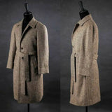 Riolio  Men Overcoat Vintage Long Jacket Wool Blend Outwear Coats With Belt Winter Warm Formal Business Wedding Daily