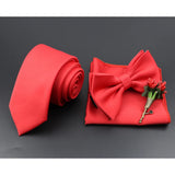 Riolio  Solid Color Tie Set For Men Sage Green Pink Flower Pin Necktie Hanky Cufflinks Brooch Set Groom Suit Wedding Shirt Accessory