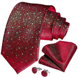 Riolio Fashion Green Dot Red 8cm Men's Silk Tie Business Wedding Party Necktie Handkerchief Brooch Cufflinks Set Men's Gift Tie DiBanGu