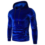 Riolio Royal Blue Velvet Velour Hooded Sweatshirt Men Autumn New Casual Hip Hop Mens Hoodies Sweatshirts Sweat Homme Streetwear