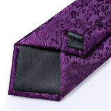 Riolio Ties For Men Purple Floral Paisley Necktie Business Formal 100% Silk Tie Pocket Square Set For Wedding Party Cravat