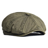 Riolio Washed Cotton Newsboy Cap Peaky Octagonal Hat Vintage Casual Cap Solid Berets Visor Gatsby Flat Ivy Hat