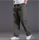 Riolio Mens casual Cargo Cotton pants men pocket loose Straight Pants Elastic Work Trousers Brand Fit Joggers Male Super Large Size 6XL
