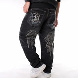 Riolio Man Loose Baggy Jeans Hiphop Skateboard Denim Pants Street Dance Hip Hop Rap Male Black Trouses Chinese Size 30-46