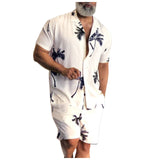 Riolio 1 set Summer Hawaii Trend Print Sets Men Hawaii Shorts Shirt Clothing Set Casual Palm Tree Floral Shirt Beach Short Sleeve Suit