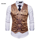 Riolio Men's Red Paisley Double Breasted Dress Vest Brand New Slim Fit Formal Business Sleeveless Waistcoat Men Chaleco Hombre 2XL