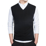 Riolio Cotton Pullovers Vest Mens Sweater Autumn V Neck Slim Sweaters Vest Men's Warm Sleeveless Sweater Slim Style Casual M-3xl