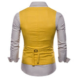 Riolio Casual Cotton Linen Mens Suit Vest Slim Fit Single Breasted Sleeveless Waistcoat Male White Yellow Green Orange Light Blue M-4XL