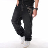 Riolio Man Loose Baggy Jeans Hiphop Skateboard Denim Pants Street Dance Hip Hop Rap Male Black Trouses Chinese Size 30-46