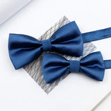 Riolio  Colorful Solid Color Parent-Child Bowtie Set Classic Polyester Butterfly Satin For Father Son Party Dinner Wedding Accessory