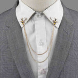 Riolio  New Men Women Shirt Collar Tassel Chain Lapel Pin Brooch Dragon Eagle Deer Head Wings Badge Retro Unisex Jewelry Accessories