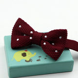 Riolio  Fashion Single Deck Children Solid Color Bowknot Lovely Knit Bowtie Adjustable  Neckwear Designer Knitting Kid Butterfly Bow Tie
