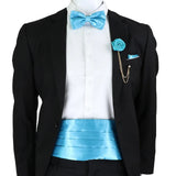 Riolio  New Fashion Mens Cummerbund Bow Tie Brooch Set Black Red Blue   Waist Seal For Formal Tuxedo Business Suit Dinner Accessories